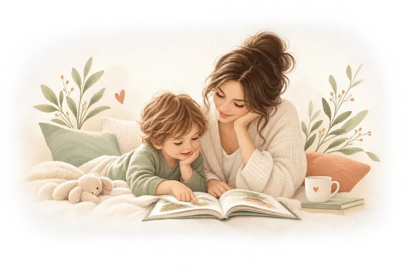 Мама с ребёнком читают книгу