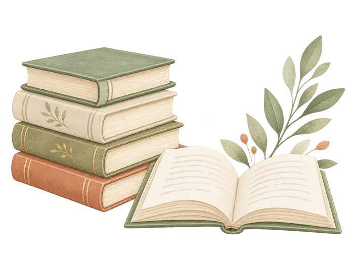 Стопка книг и открытая книга — источники по воспитанию